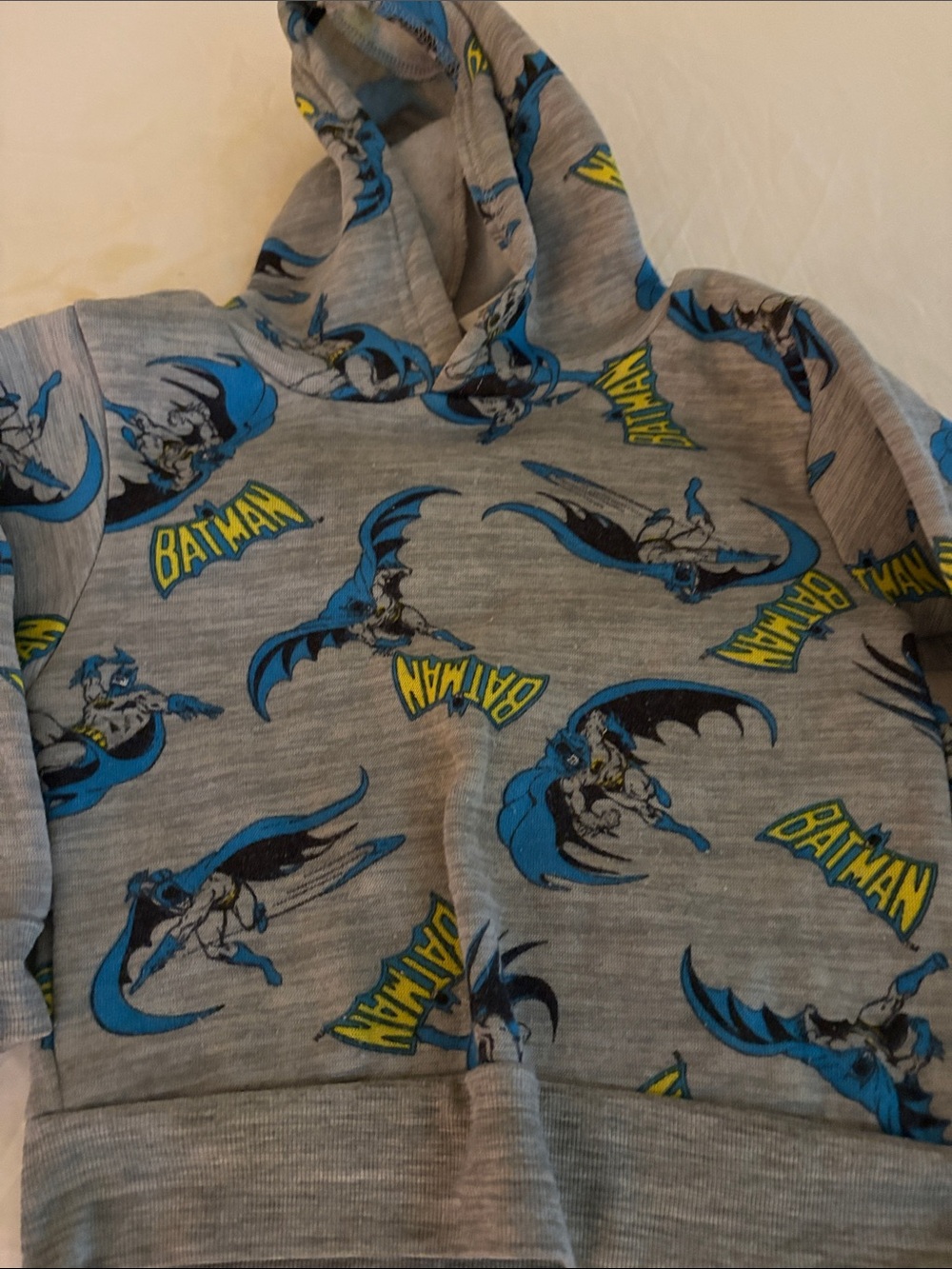 Batman Gray Hoodie with Blue and Yellow Graphics